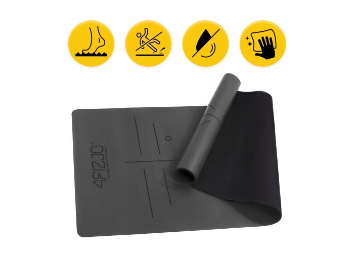 Килимок (мат) спортивний 4FIZJO PU 183 x 68 x 0.4 см для йоги та фітнесу 4FJ0587 Black