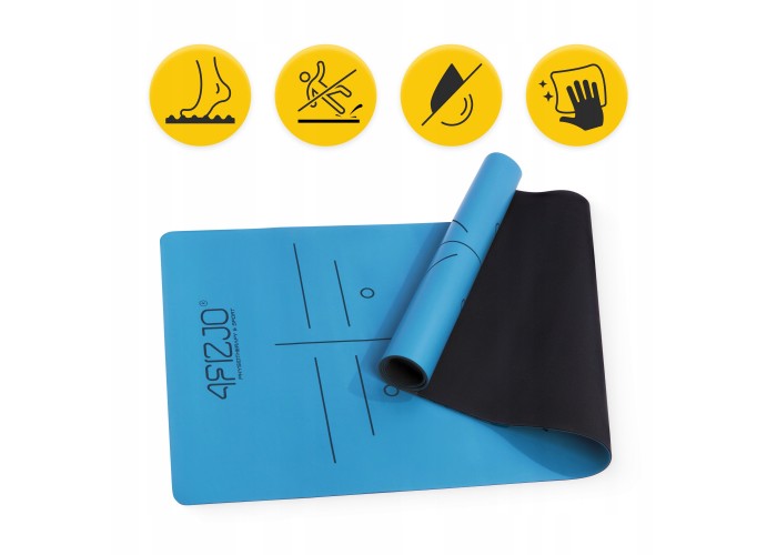 Килимок (мат) спортивний 4FIZJO PU 183 x 68 x 0.4 см для йоги та фітнесу 4FJ0588 Blue