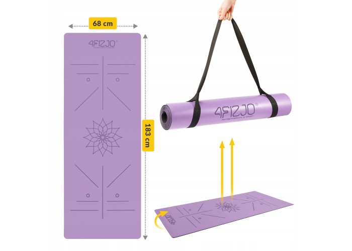Килимок (мат) спортивний 4FIZJO PU 183 x 68 x 0.4 см для йоги та фітнесу 4FJ0589 Violet