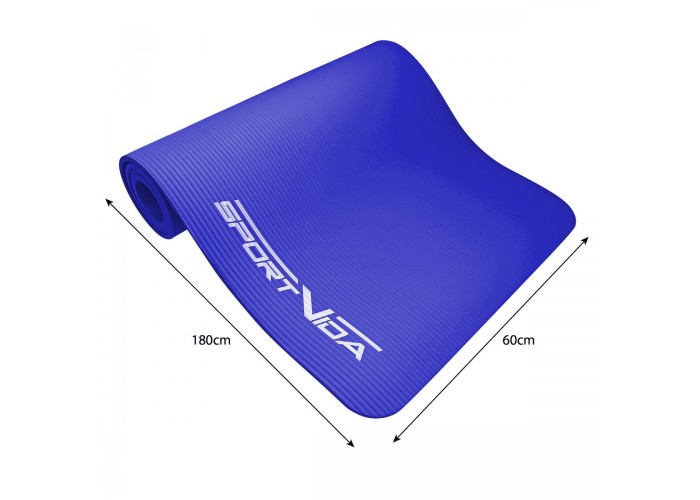 Килимок (мат) спортивний SportVida NBR 180 x 60 x 1 см для йоги та фітнесу SV-HK0069 Blue