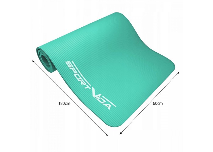 Килимок (мат) спортивний SportVida NBR 180 x 60 x 1.5 см для йоги та фітнесу SV-HK0074 Mint