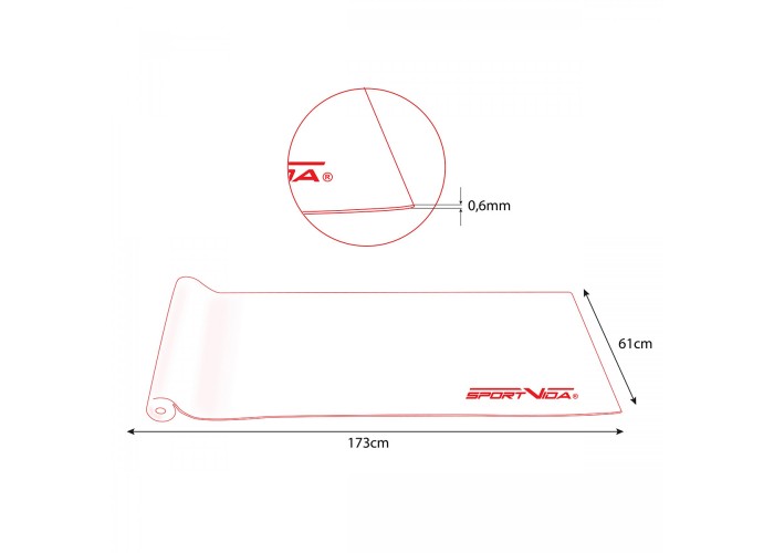 Килимок спортивний SportVida PVC 6 мм для йоги та фітнесу SV-HK0054 Grey