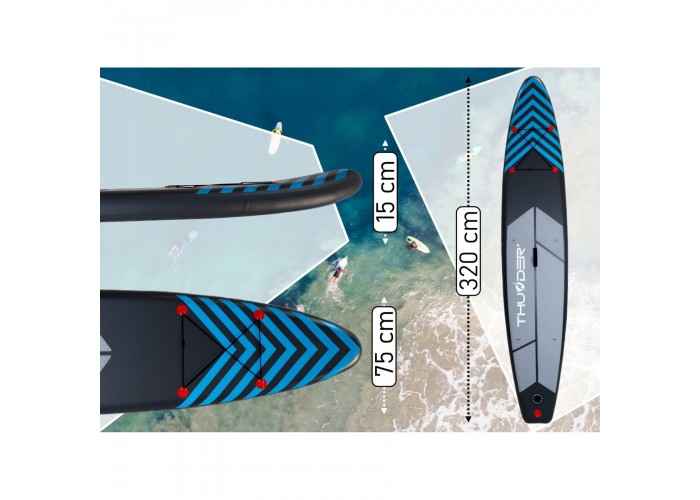 Надувна SUP дошка THUNDER Steel 365 см з веслом Blue
