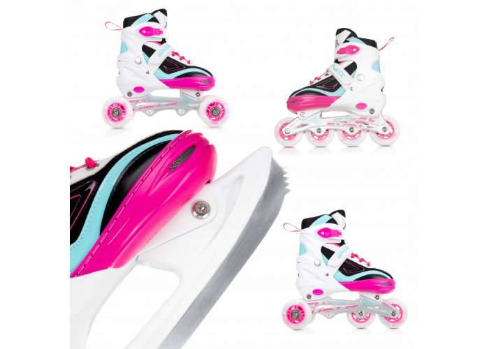 Роликові ковзани SportVida 4 в 1 SV-LG0033 Size 39-42 White/Pink/Blue