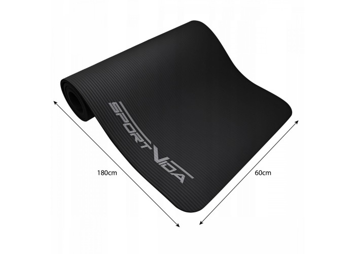 Килимок (мат) спортивний SportVida NBR 180 x 60 x 1.5 см для йоги та фітнесу SV-HK0167 Black