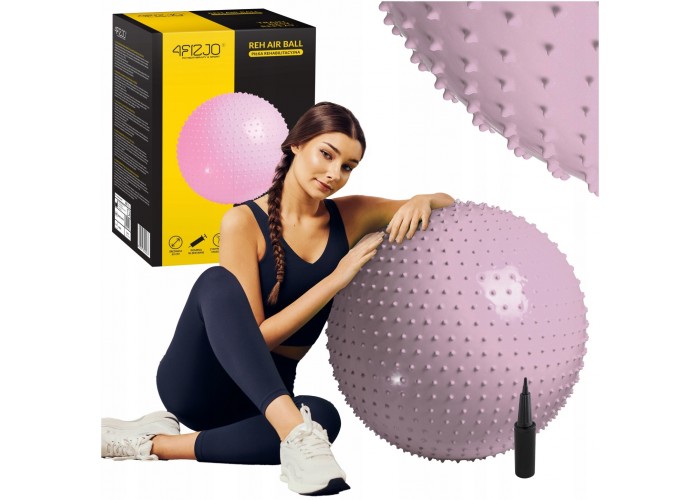 М'яч для фітнесу (фітбол) 4FIZJO 65 см масажний Anti-Burst 4FJ0617 Pink