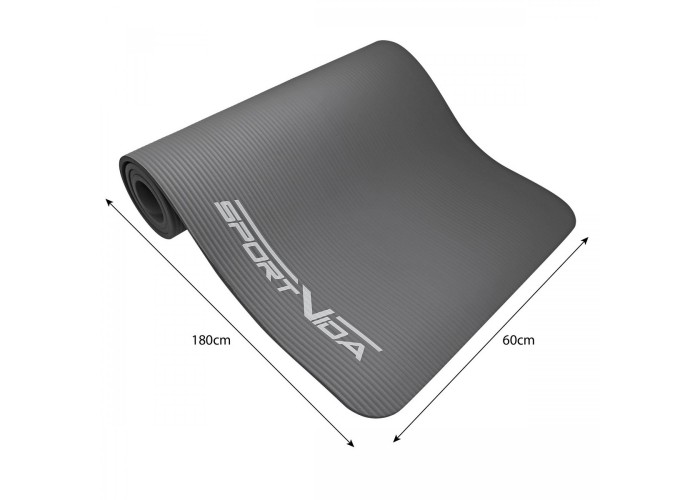 Килимок (мат) спортивний SportVida NBR 180 x 60 x 1 см для йоги та фітнесу SV-HK0247 Grey