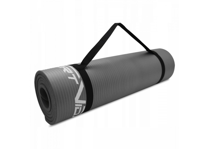 Килимок (мат) спортивний SportVida NBR 180 x 60 x 1 см для йоги та фітнесу SV-HK0247 Grey
