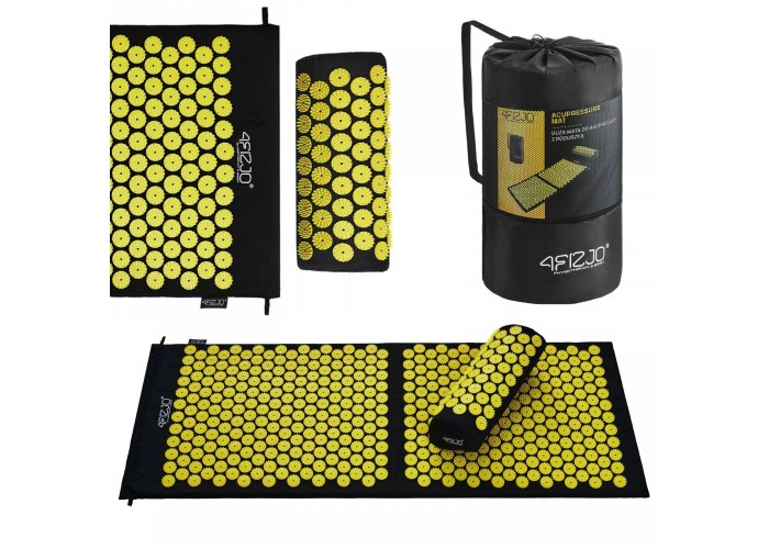 Килимок акупунктурний з валиком 4FIZJO Classic Mat XL Аплікатор Кузнєцова 4FJ0087 Black/Yellow