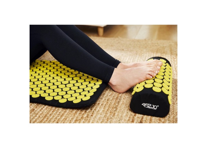 Килимок акупунктурний з валиком 4FIZJO Classic Mat XL Аплікатор Кузнєцова 4FJ0087 Black/Yellow