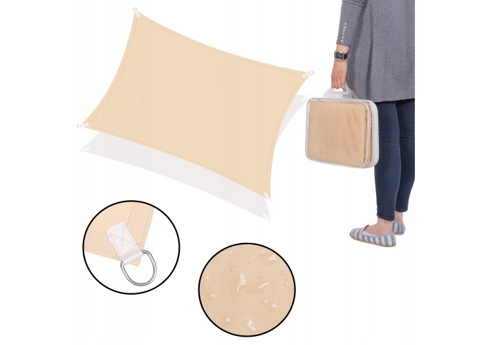 Тент-парус тіньовий для дому, саду та туризму Springos 4 x 2 м SN1038 Beige