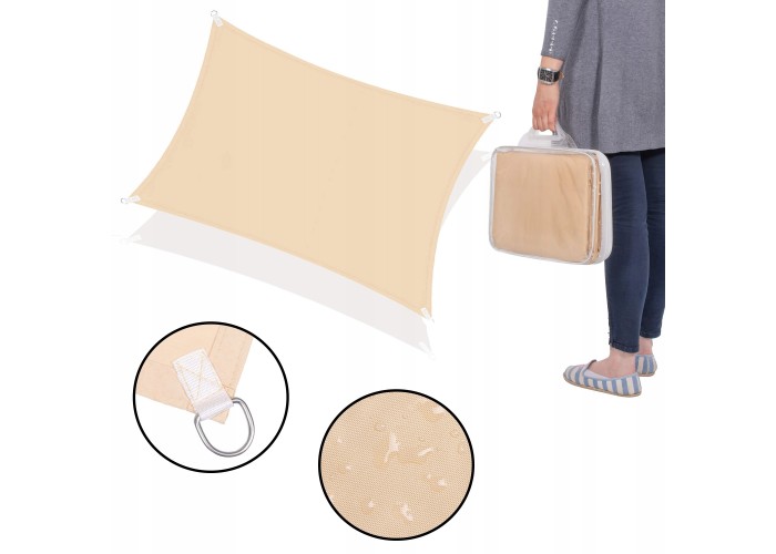 Тент-парус тіньовий для дому, саду та туризму Springos 3 x 2 м SN1042 Beige