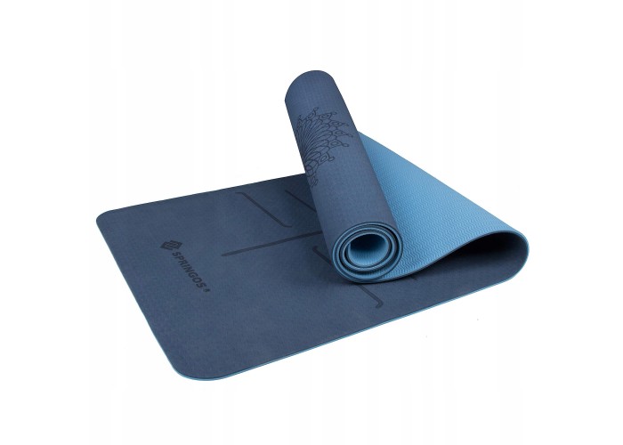 Коврик (мат) для йоги та фітнесу Springos TPE 6 мм YG0012 Blue/Sky Blue