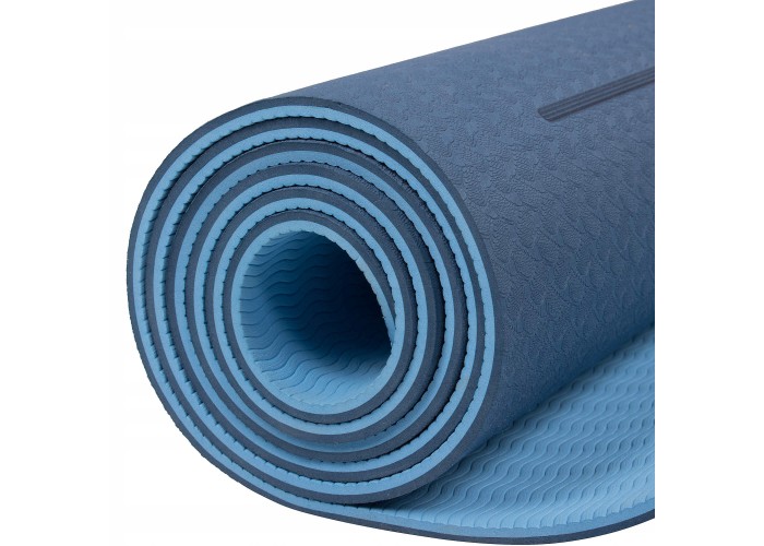 Коврик (мат) для йоги та фітнесу Springos TPE 6 мм YG0012 Blue/Sky Blue