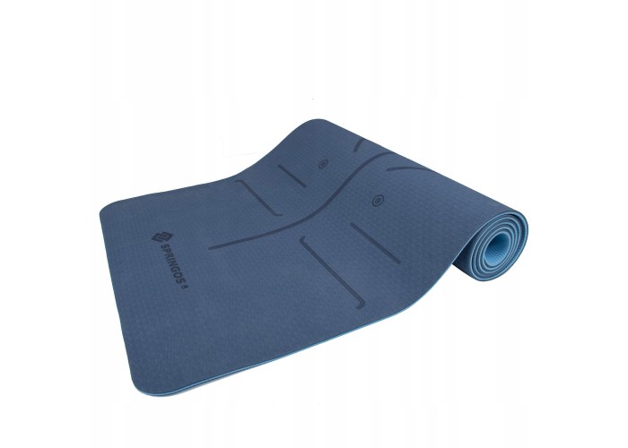 Коврик (мат) для йоги та фітнесу Springos TPE 6 мм YG0012 Blue/Sky Blue