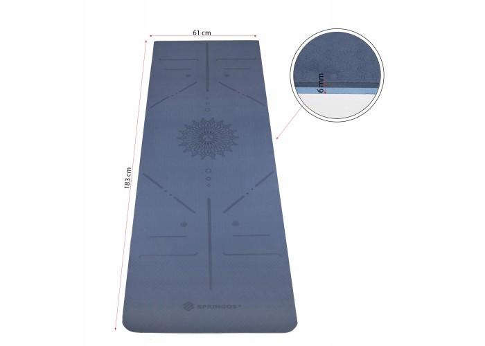 Коврик (мат) для йоги та фітнесу Springos TPE 6 мм YG0012 Blue/Sky Blue