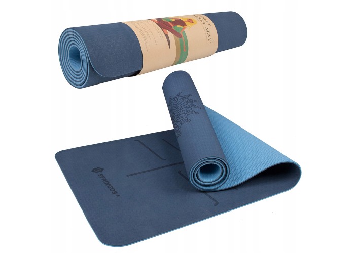 Коврик (мат) для йоги та фітнесу Springos TPE 6 мм YG0012 Blue/Sky Blue