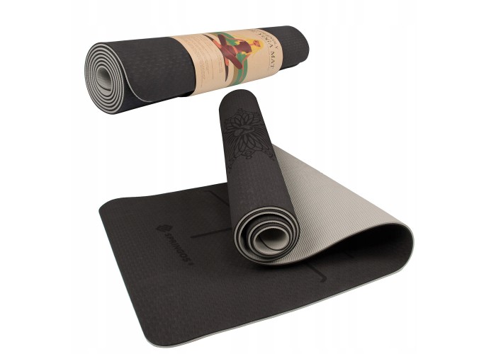 Коврик (мат) для йоги та фітнесу Springos TPE 6 мм YG0013 Black/Grey