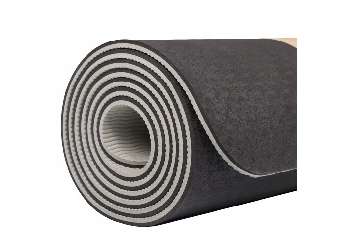 Коврик (мат) для йоги та фітнесу Springos TPE 6 мм YG0013 Black/Grey