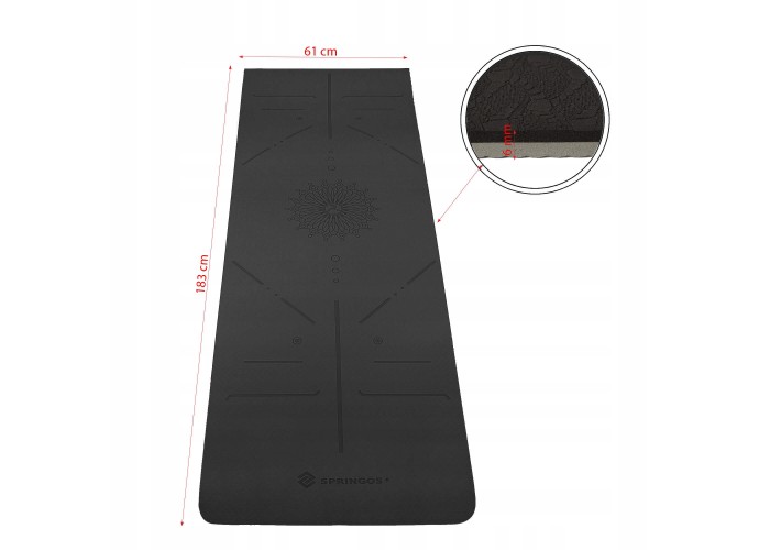 Коврик (мат) для йоги та фітнесу Springos TPE 6 мм YG0013 Black/Grey