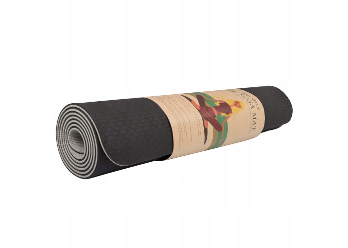 Коврик (мат) для йоги та фітнесу Springos TPE 6 мм YG0013 Black/Grey