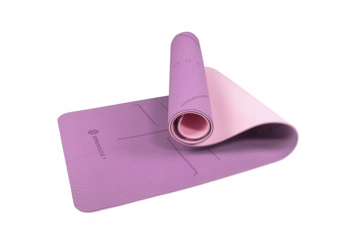 Коврик (мат) для йоги та фітнесу Springos TPE 6 мм YG0015 Purple/Pink