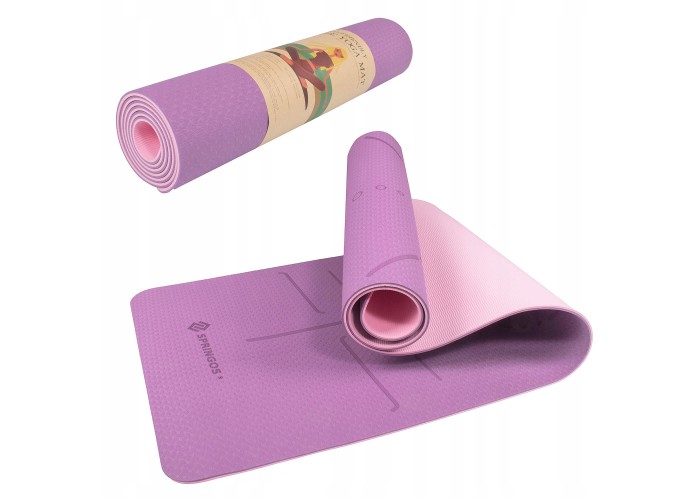 Коврик (мат) для йоги та фітнесу Springos TPE 6 мм YG0015 Purple/Pink