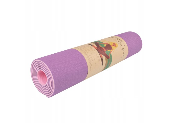 Коврик (мат) для йоги та фітнесу Springos TPE 6 мм YG0015 Purple/Pink