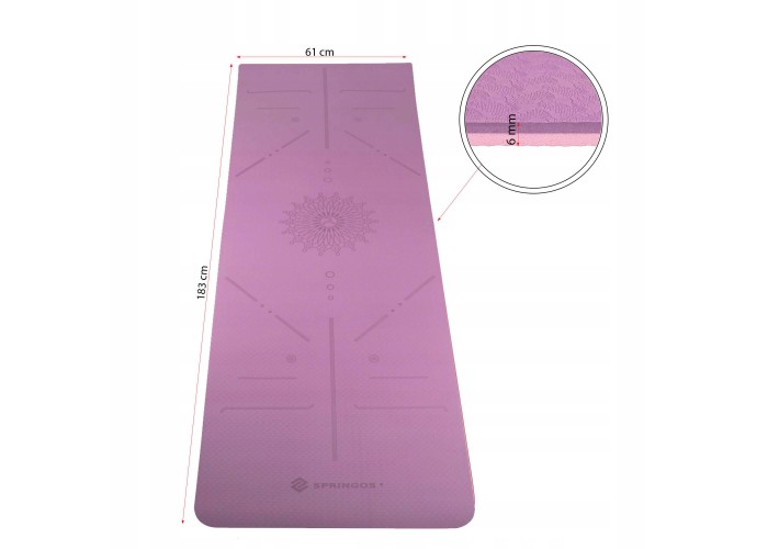 Коврик (мат) для йоги та фітнесу Springos TPE 6 мм YG0015 Purple/Pink