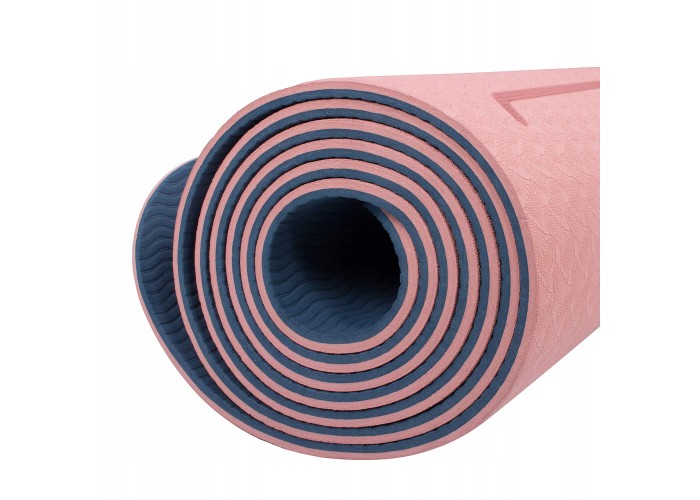 Коврик (мат) для йоги та фітнесу Springos TPE 6 мм YG0014 Pink/Blue