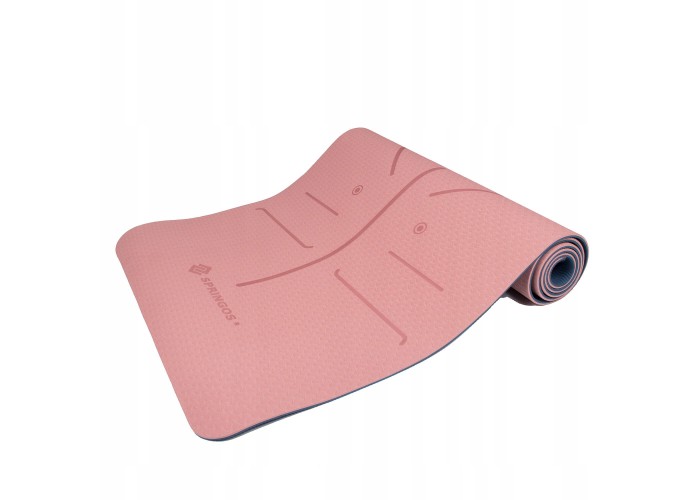 Коврик (мат) для йоги та фітнесу Springos TPE 6 мм YG0014 Pink/Blue