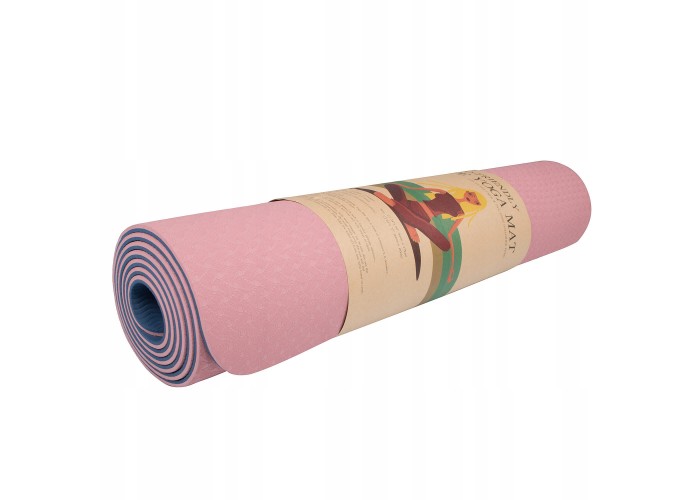Коврик (мат) для йоги та фітнесу Springos TPE 6 мм YG0014 Pink/Blue