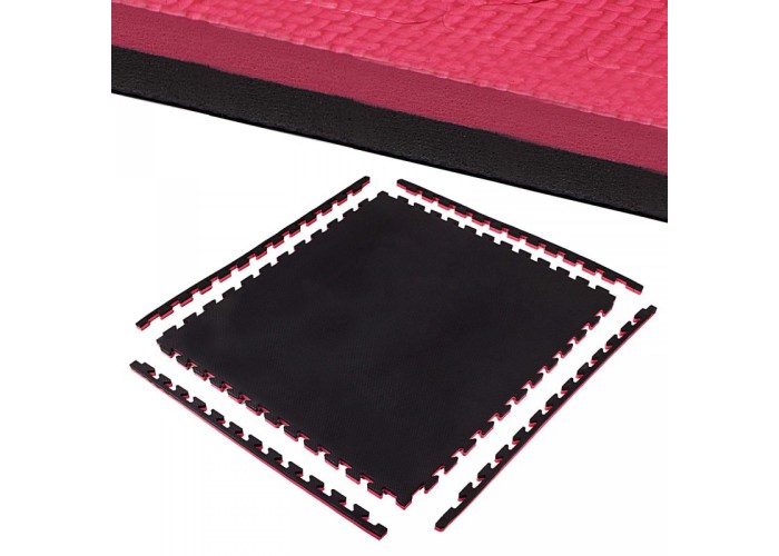 Мат-пазл (ласточкин хвіст) Springos Mat Puzzle EVA 100 x 100 x 2 cм FM0007 Black/Red