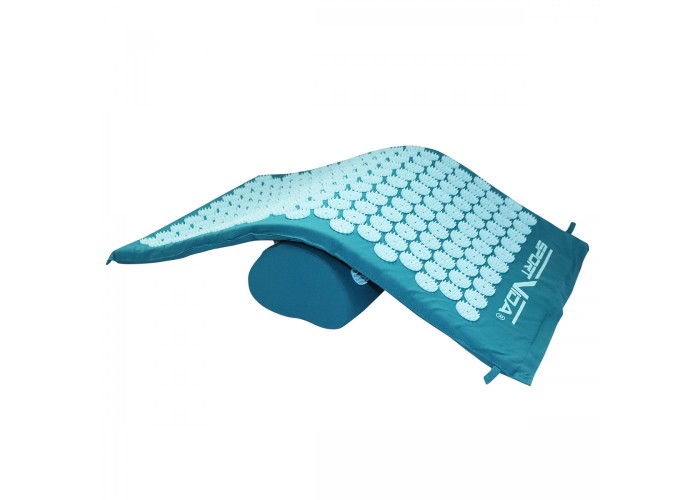 Килимок акупунктурний з валиком SportVida Аплікатор Кузнєцова 66 x 40 см SV-HK0283 Turquoise/Turquoise