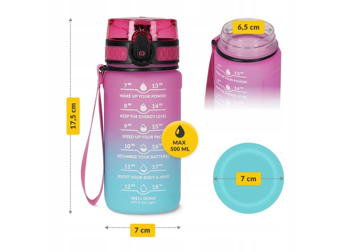 Пляшка для води спортивна 4FIZJO 500 мл 4FJ0628 Pink/Sky Blue