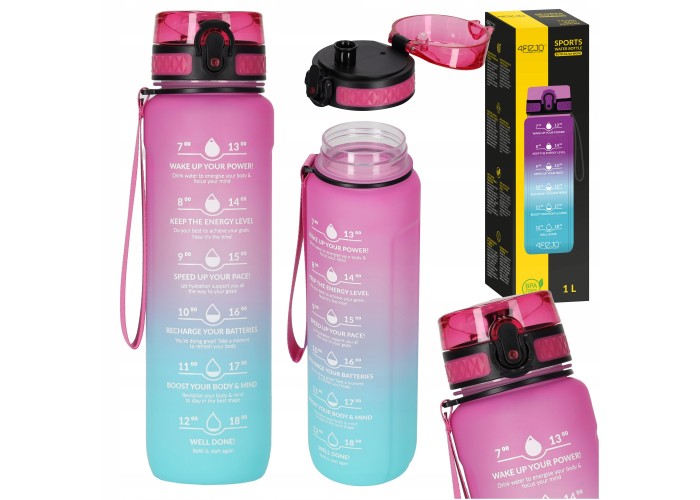 Пляшка для води спортивна 4FIZJO 1000 мл 4FJ0630 Pink/Sky Blue