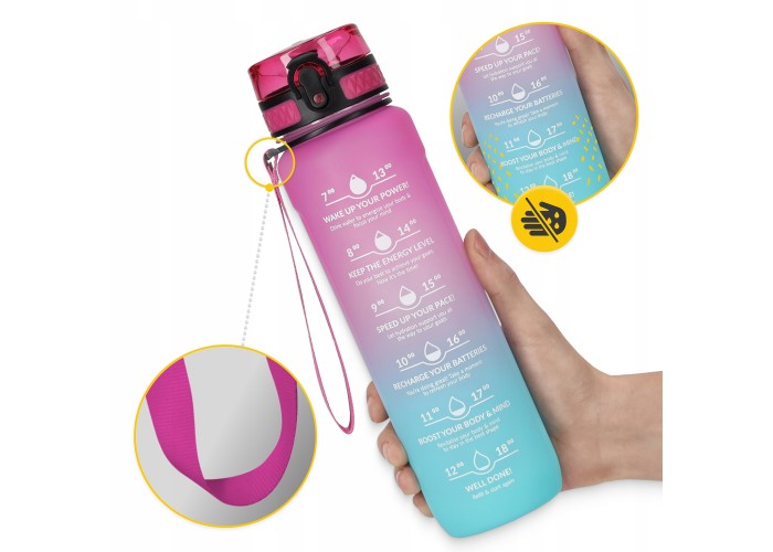 Пляшка для води спортивна 4FIZJO 1000 мл 4FJ0630 Pink/Sky Blue