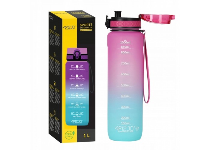 Пляшка для води спортивна 4FIZJO 1000 мл 4FJ0630 Pink/Sky Blue