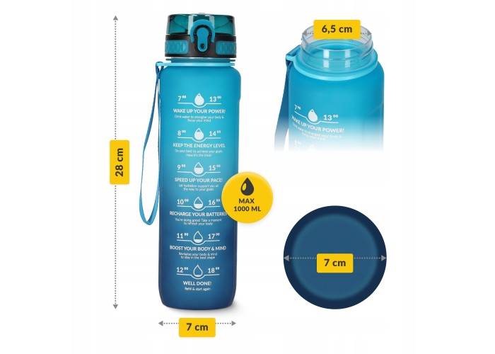Пляшка для води спортивна 4FIZJO 1000 мл 4FJ0631 Sky Blue/Blue