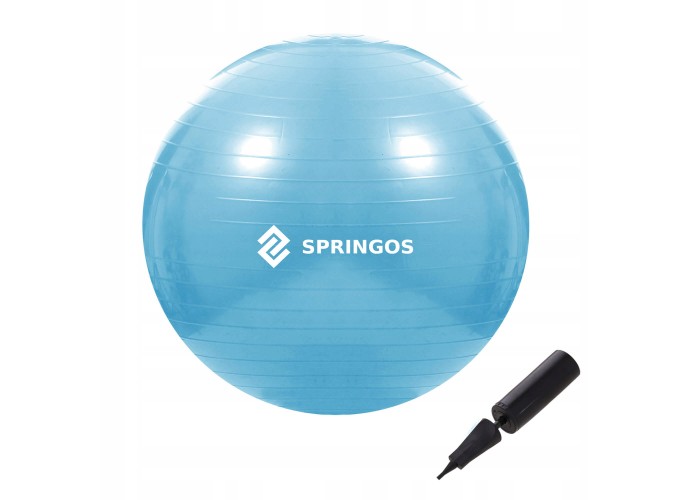 М'яч для фітнесу (фітбол) Springos 55 см Anti-Burst FB0006 Sky Blue