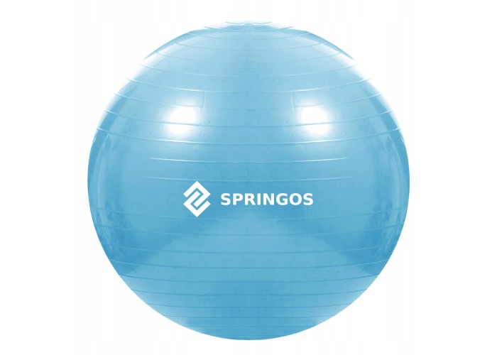 М'яч для фітнесу (фітбол) Springos 55 см Anti-Burst FB0006 Sky Blue