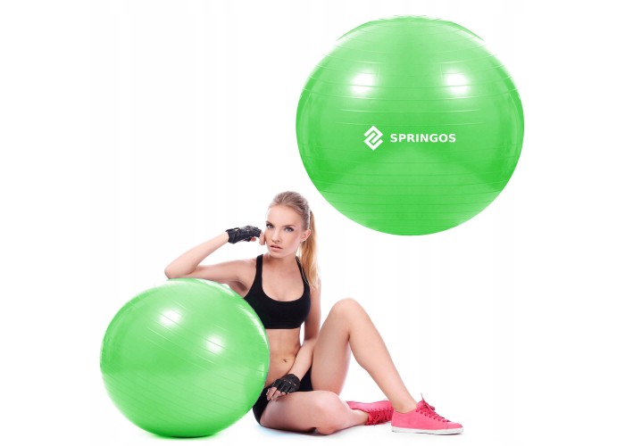 М'яч для фітнесу (фітбол) Springos 65 см Anti-Burst FB0007 Green