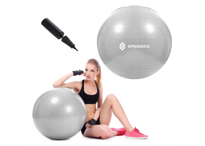М'яч для фітнесу (фітбол) Springos 75 см Anti-Burst FB0008 Grey