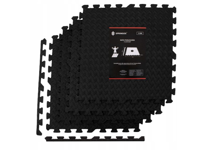 Мат-пазл (ласточкин хвіст) Springos Mat Puzzle EVA 120 x 120 x 1.2 cм FM0004 Black