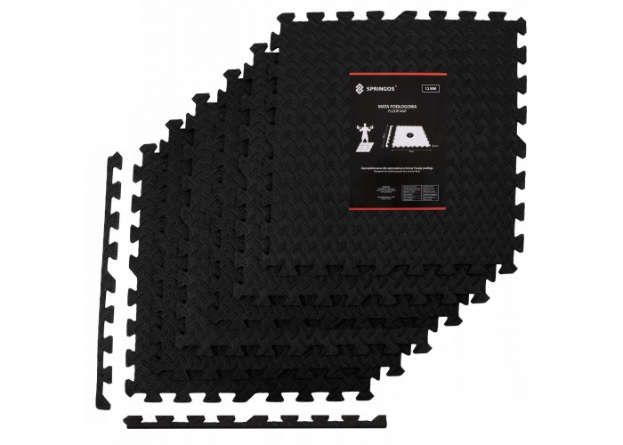 Мат-пазл (ласточкин хвіст) Springos Mat Puzzle EVA 180 x 120 x 1.2 cм FM0005 Black
