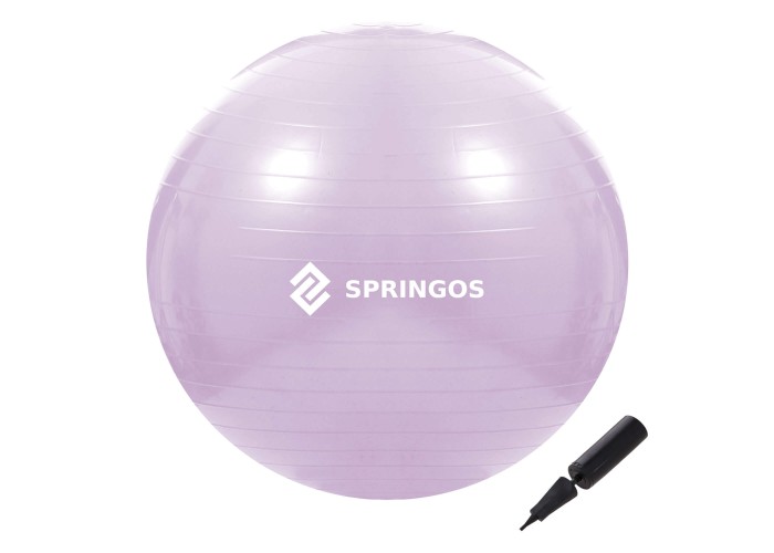 М'яч для фітнесу (фітбол) Springos 65 см Anti-Burst FB0011 Violet
