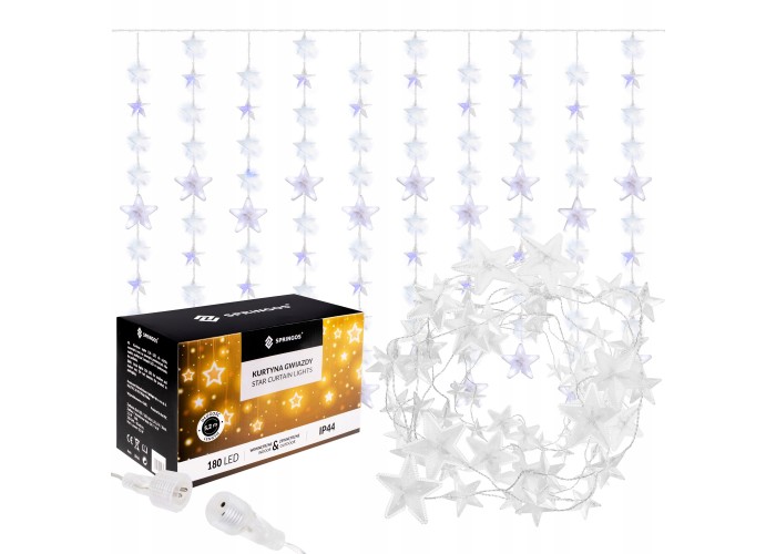 Гірлянда бахрома вулична (зовнішня) Springos 2 м 180 LED CL4003 Cold White/Blue