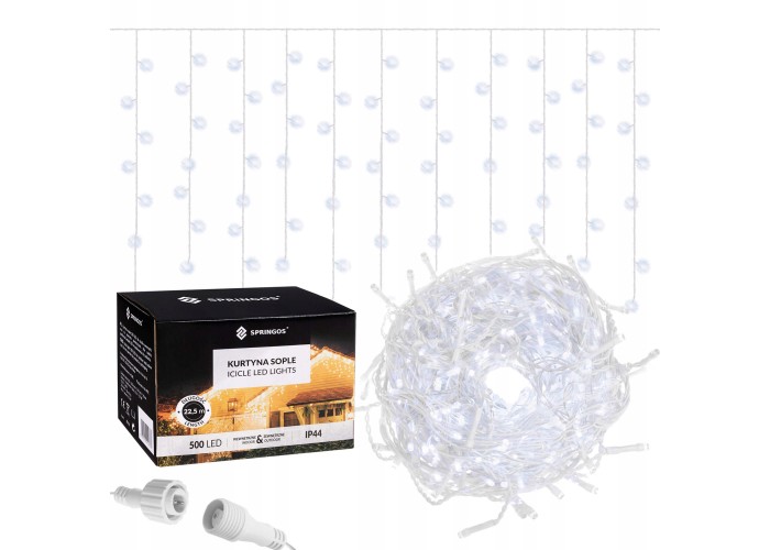 Гірлянда бахрома вулична (зовнішня) Springos 20 м 500 LED CL500 Cold White