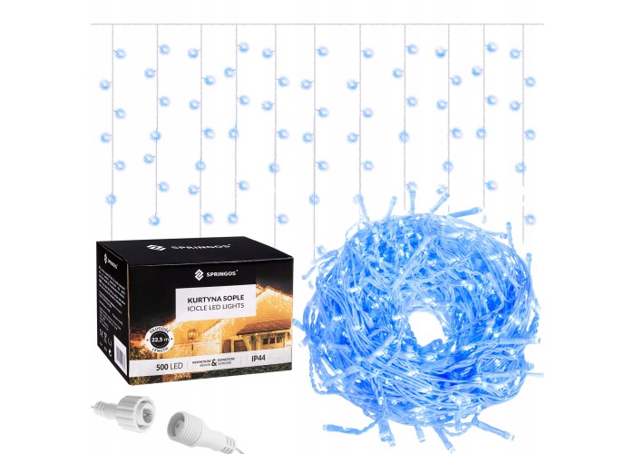 Гірлянда бахрома вулична (зовнішня) Springos 20 м 500 LED CL502 Blue