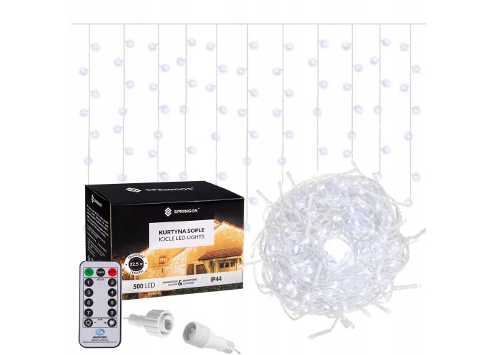 Гірлянда бахрома вулична (зовнішня) Springos 20 м 500 LED Pilot CL504 Cold White